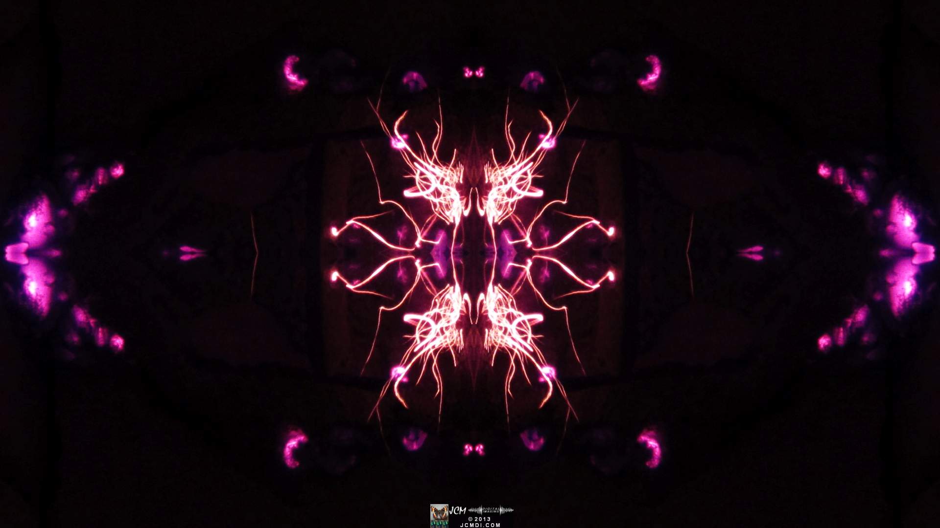 Quadroscopic art made from a still image � Fireplace coals and firefall